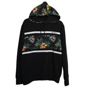 Asphalt Tropical Floral Colorblock Hoodie Sweatshirt Streetwear Skater MEDIUM